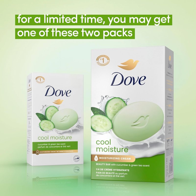 Dove Skin Care Beauty Bar - Cucumber & Green Tea | 3.75 oz, 6 Bars for Softer Skin