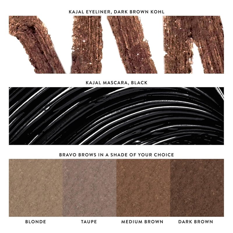 Laura Geller Eyeliner, Eyelash & Eyebrow Kit for Mature Skin - Medium Brown | Longwear Kajal Eyeliner & Mascara