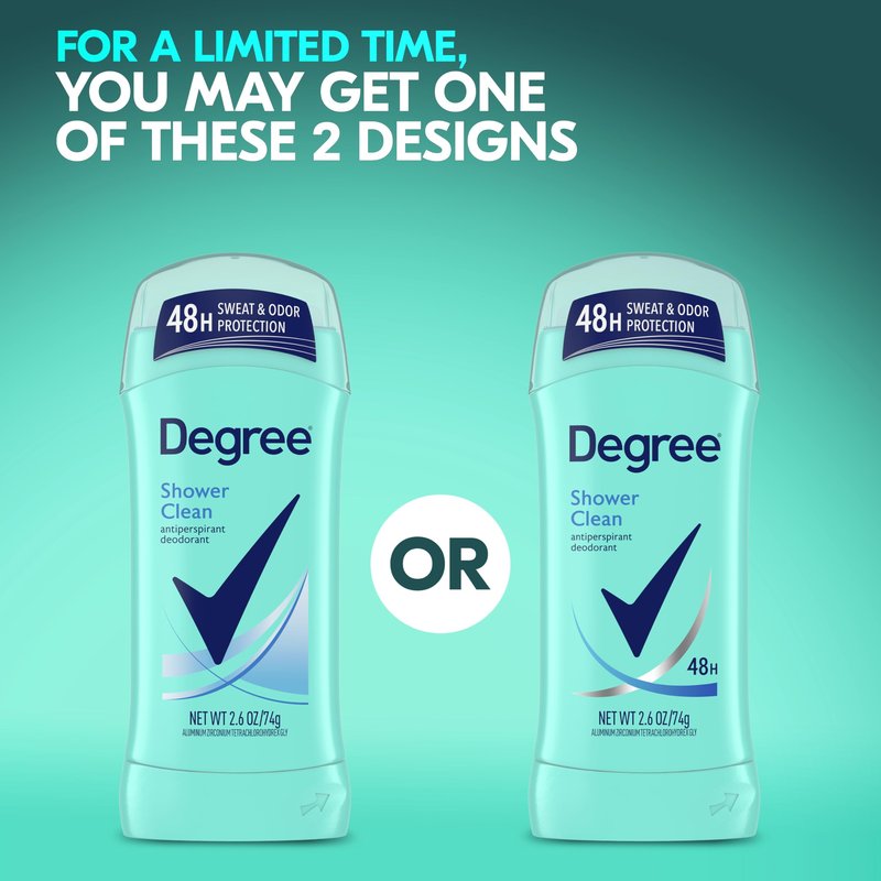 Degree Original Antiperspirant Deodorant Shower Clean Pack of 6 48-Hour Sweat & Odor Protection Antiperspirant for Women 2.6 oz