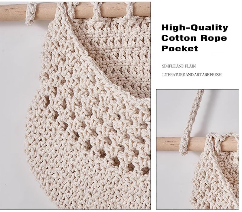 AARAINBOW Wall Cotton Hanging Baskets, Large 3 Tier Decorative Wall Basket, for Nursery, Boho Kitchen Decor - Cotton Rope Fruit basket (White)