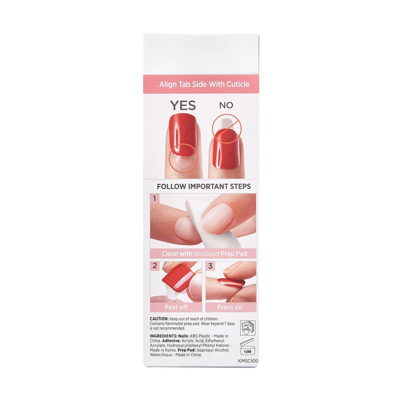 KISS imPRESS No Glue Mani Press On Nails, Design, 'Timeless Day', Pink, Petite Size, Squoval Shape, Includes 30 Nails, Prep Pad, Instructions Sheet, 1 Manicure Stick, 1 Mini File