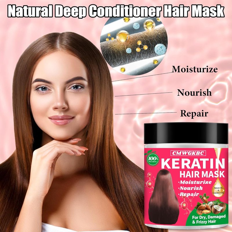 Collagen & Keratin Hair Mask - Deep Conditioner for Damaged Hair | Hydrating Argan Oil Treatment for All Hair Types