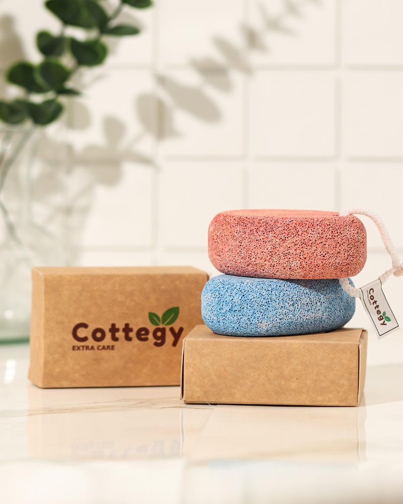 2-Pack Cottegy Natural Foot Pumice Stone for Feet, Pedicure Tools Hard Skin Callus Remover for Feet and Hands - Natural Foot File Exfoliation to Remove Dead Skin, Heels, Elbows, Hands. (White)