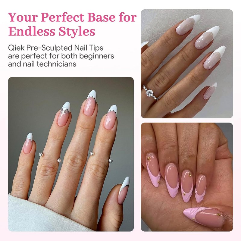 Skiennix Medium Almond Nail Tips - 240 PCS Clear Soft Press-On Extensions | 15 Sizes for DIY & Salon Use
