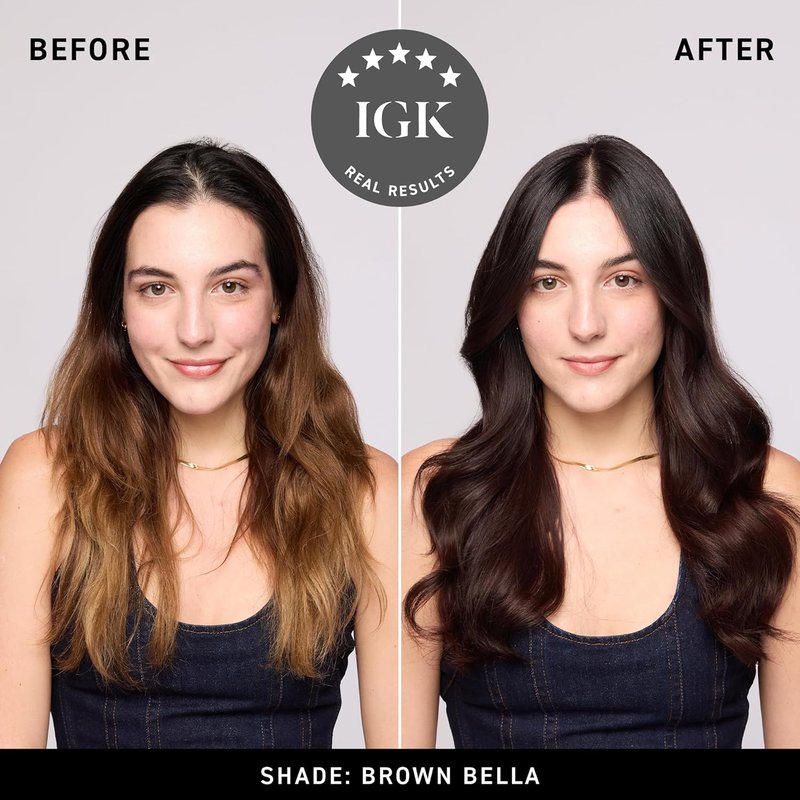 IGK Brown Bella Hair Gloss - Chocolate Brown Color Depositing Mask | Boost Shine & Enhance Brunette Tones | 6 oz