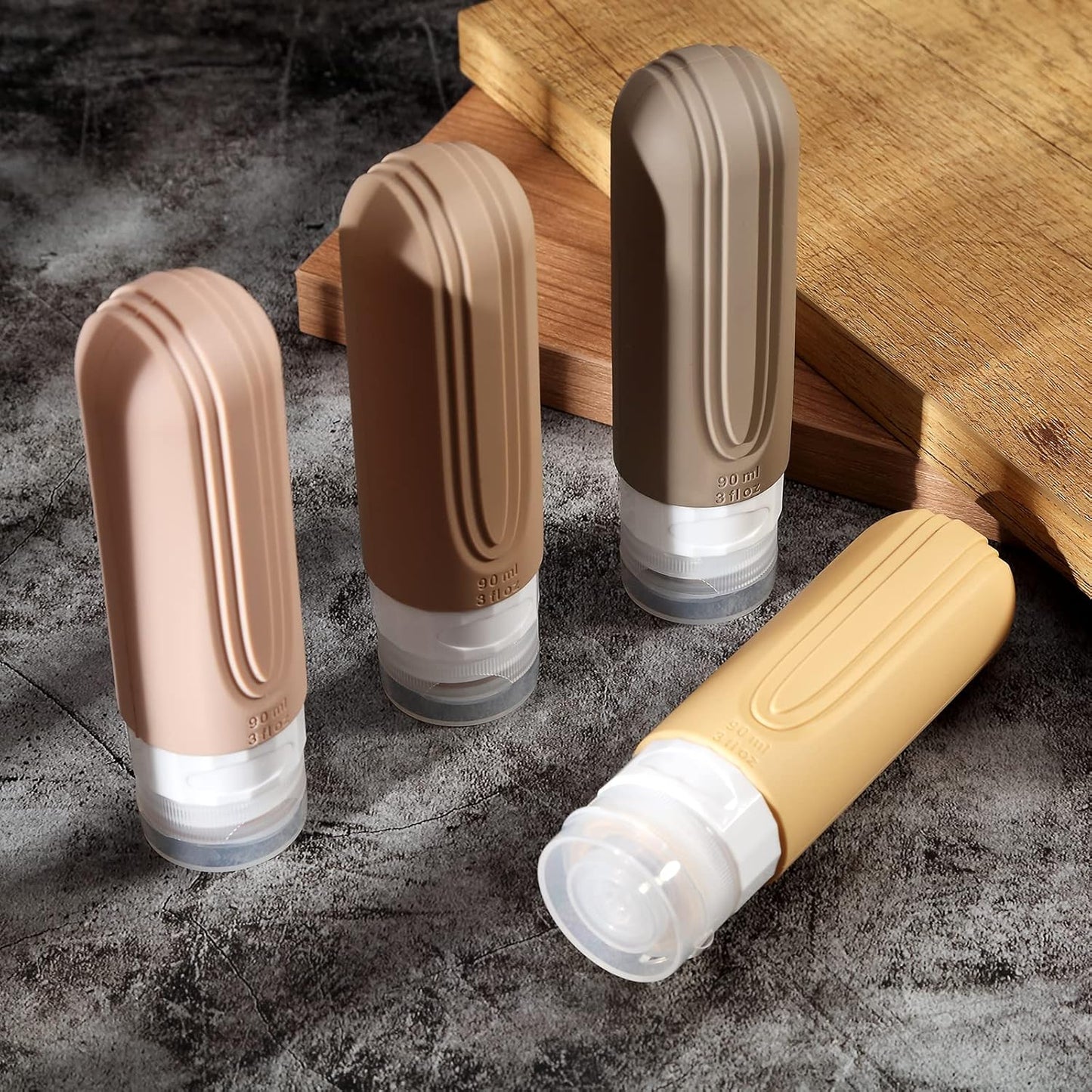 Travel Bottles for Toiletries - TSA Approved 3oz Leak-Proof Silicone Containers | BPA-Free Refillable Travel Accessories (4 Pack)