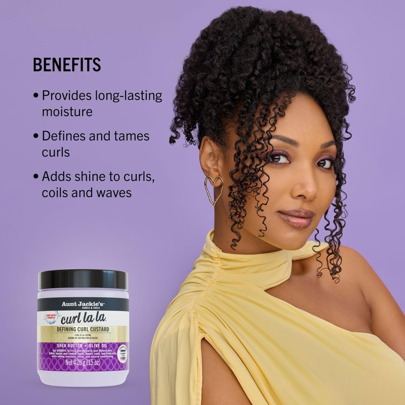 Aunt Jackie's Curl La La, Lightweight Curl Defining Custard, Enriched with Shea Butter & Olive Oil, Basic, 15 Ounce