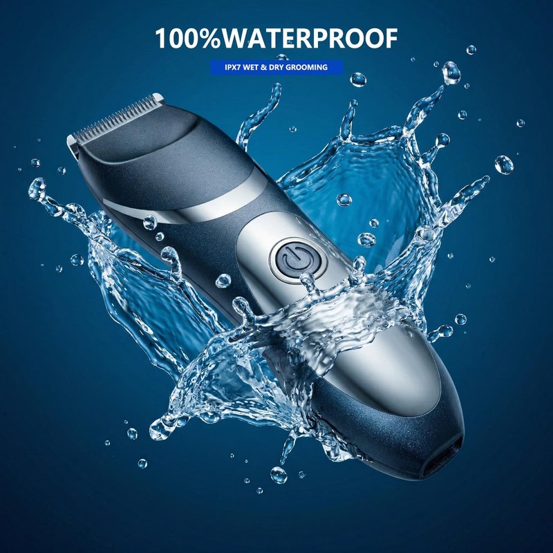 Predyee Men's Body and Groin Trimmer, Electric Manscaping Groomer with Skin-Friendly Ceramic Blade, LED Light, IPX7 Waterproof Wet/Dry Pubic Hair Shaver, USB-C Rechargeable Grooming Kit