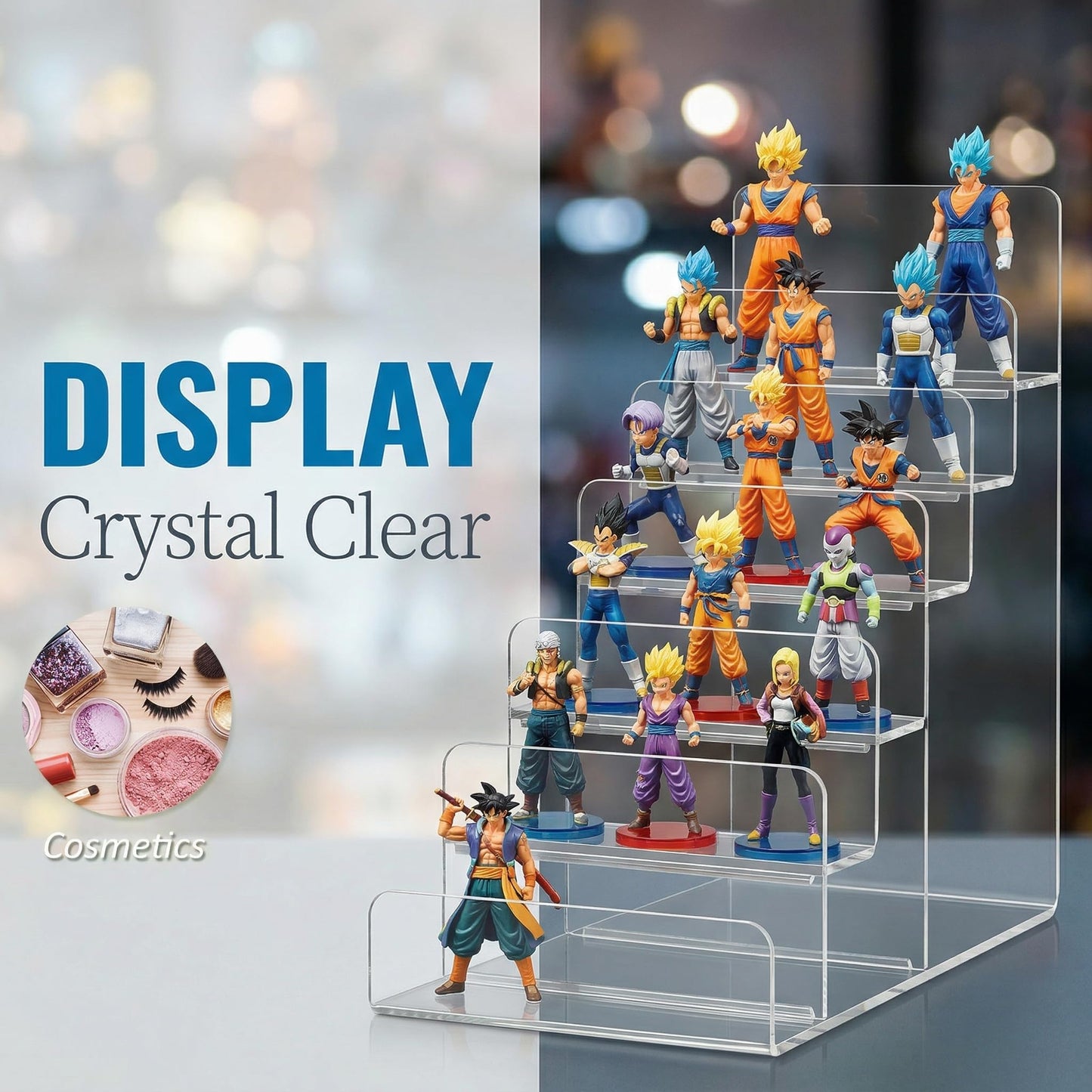 6-Tier Clear Acrylic Display Stand - Multi-Level Wallet Organizer for Sunglasses and Purse Display, Tiered Perfume & Cologne Stand for Men, Slim Riser for & Vendor Craft Show
