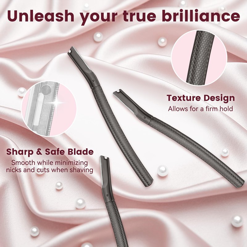 Eyebrow Razor with 12 Blades, Face Razors for Women and Men,Dermaplane Razor for Women Face, Facial Hair Removal for & Eyebrow Hair Removal - Black