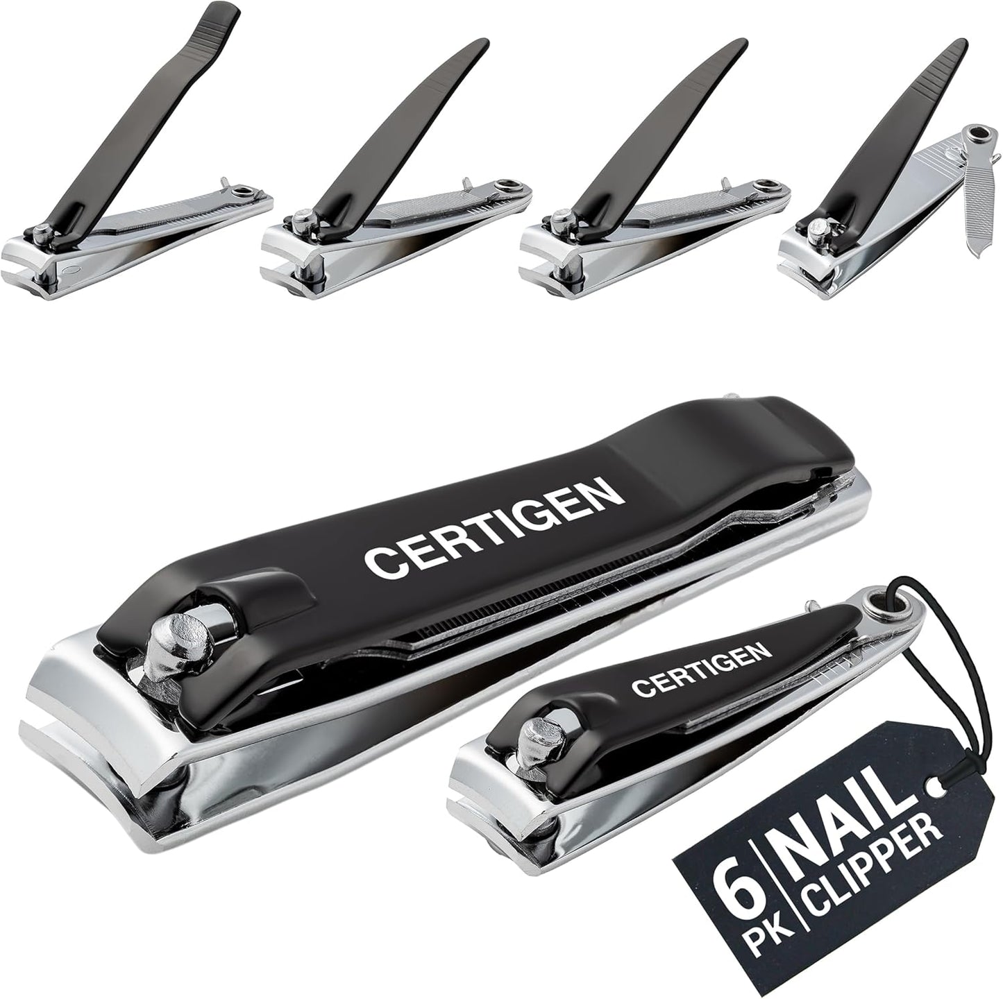 Skiennix Nail Clippers Set - 6-Piece Kit for Men and Women | Toenail & Fingernail Clippers