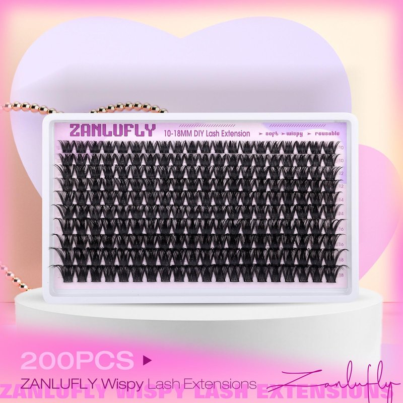 Lash Clusters Wispy Eyelash Clusters Volume Cluster Eyelash Extensions 200PCS Individual Lashes Natural Cluster Lashes D-Curly 10-18mm DIY Lash Extension by zanlufly