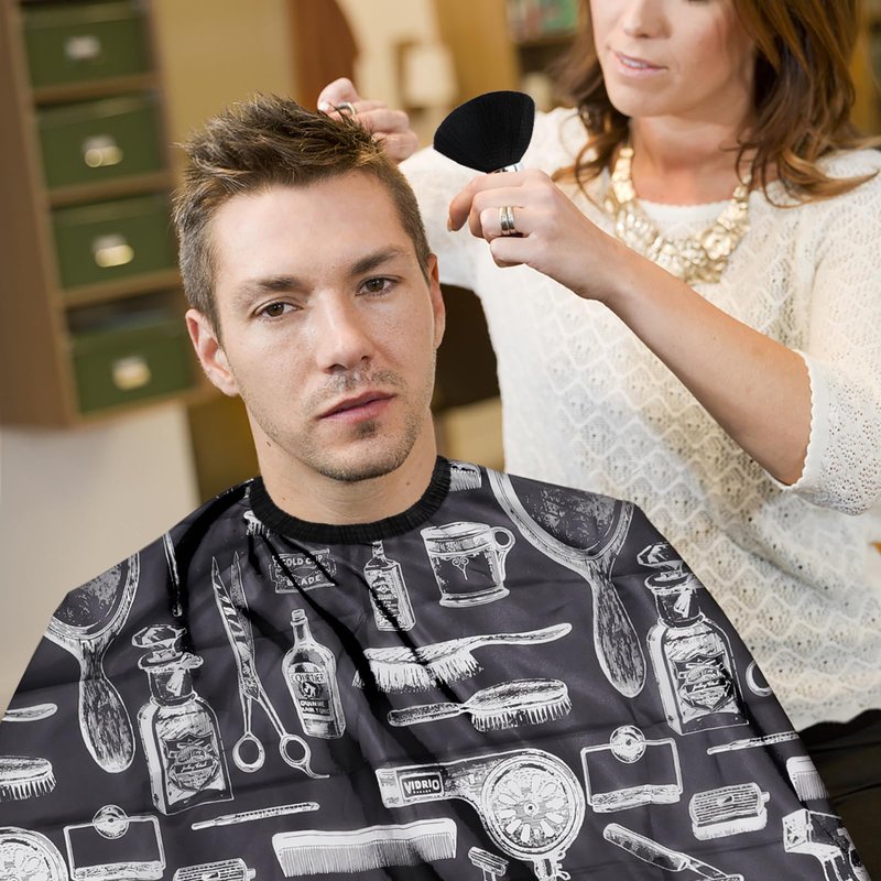 NICEMOVIC Hair Cutting Barber Cape for Men Women Kids with Neck Duster Brush and Barber Brush, Professional Barber Accessories Cleaning Supplies for Salon Haircut Styling