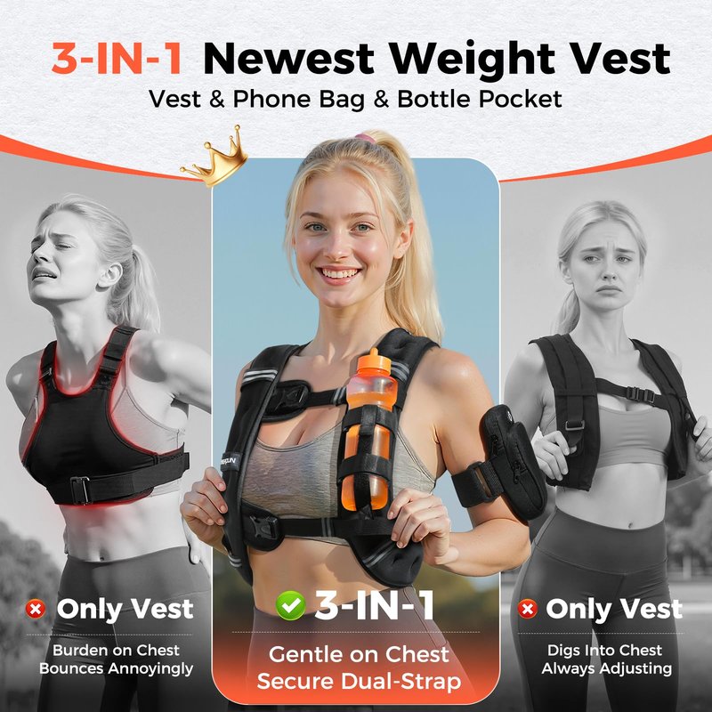 FEIERDUN 12LB Weighted Vest Black
