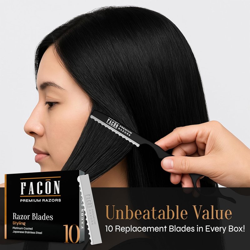 Facón Hair Razors - Professional Styling Razor Kit with 11 Stainless Steel Blades | Ideal for Salon & Home Use