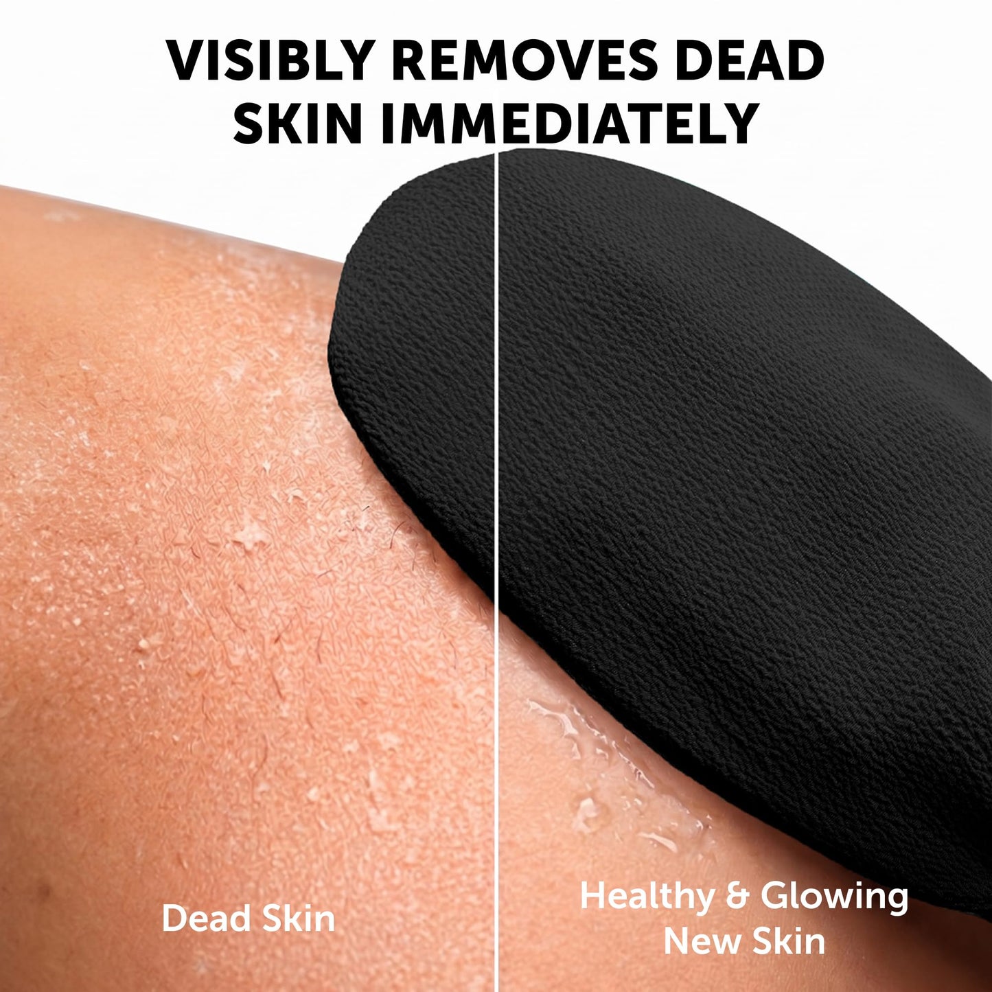 Valitic Exfoliating Glove Body Scrubber - Exfoliating Mitt Dead Skin Remover, Shower Face and Body Exfoliator - Korean Style Skin Scrubber Washcloth - Spray and Self Tan Remover, 1 Black with Pink