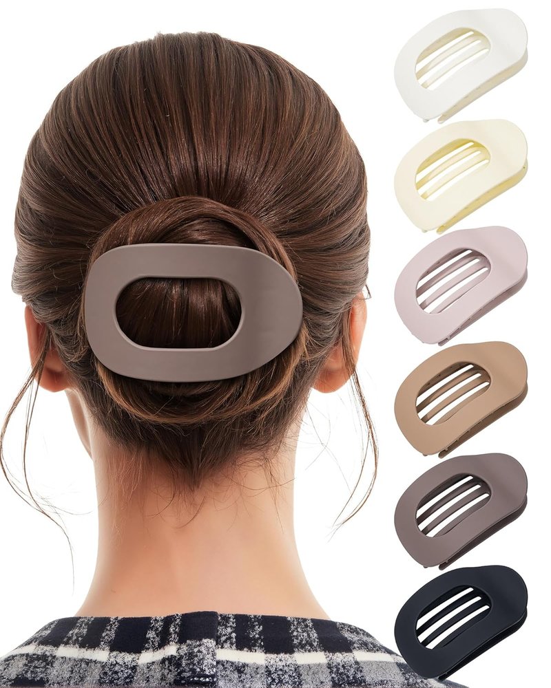 Flat Hair Clips for Women - 6 PCS French Medium Claw Clips | Strong Grip for Thick & Thin Hair