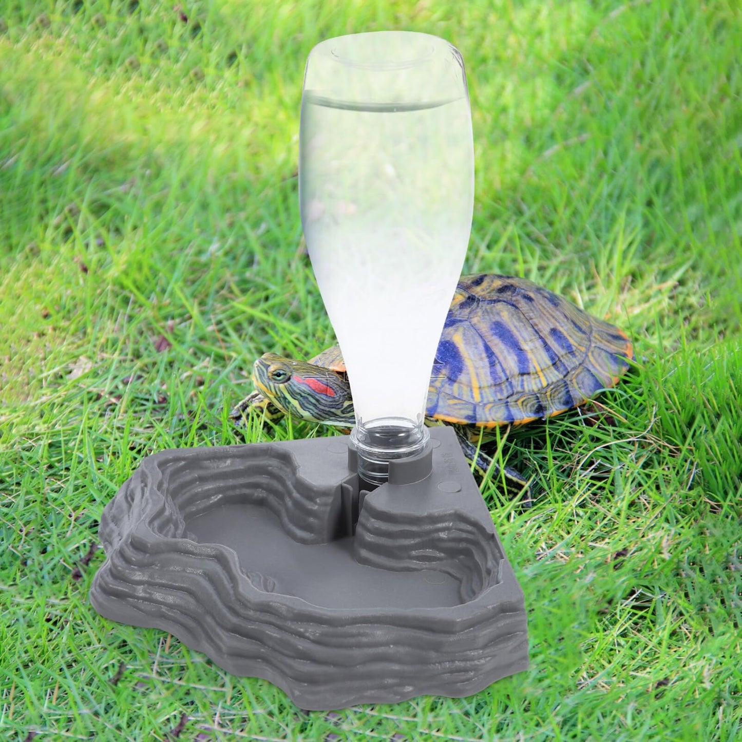 Scicalife Reptile Water Feeder - Automatic Water Dispenser Waterer Feeding Accessories for Turtle Frog Bearded Dragons Lizards Geckos for Terrarium Tank (Grey)