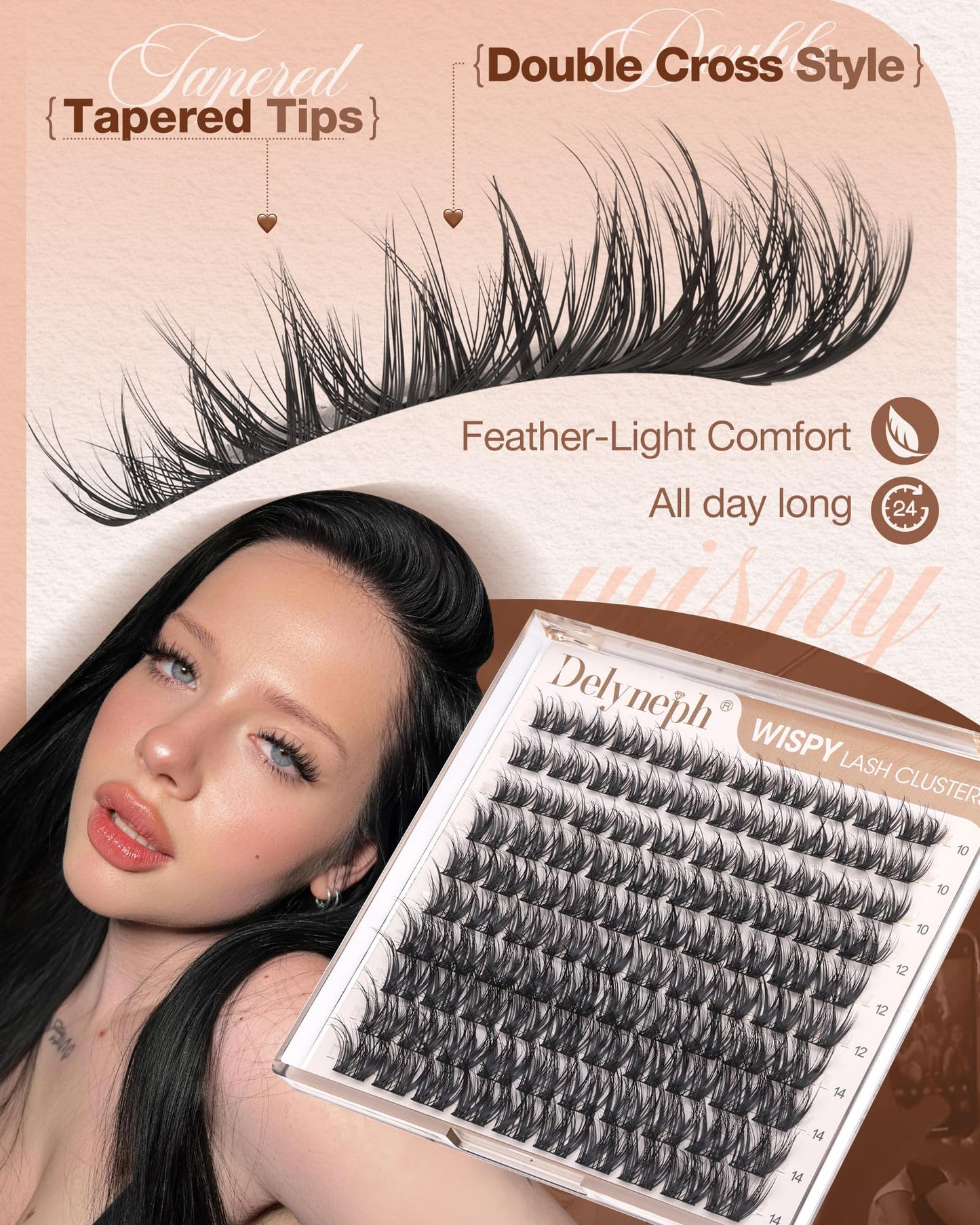 Wispy Lash Clusters Natural Fluffy Eyelash Clusters 10mm 12mm 14mm Short Cluster Eyelash Extensions CD Curl Individual Lashes Extensions by Delyneph
