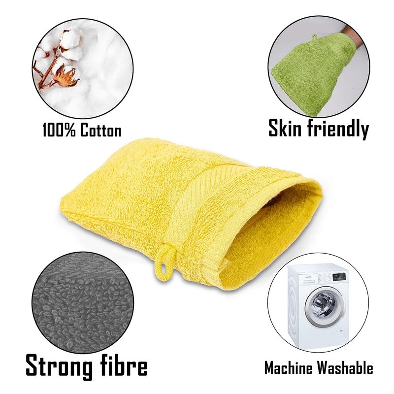 ZUPERIA Premium Bath Mitts - Pack of 12 (6 x 9 Inches) - 100% Cotton European Style Washcloths with Loop - Super Soft and Absorbent Bath Washcloths (Assorted)