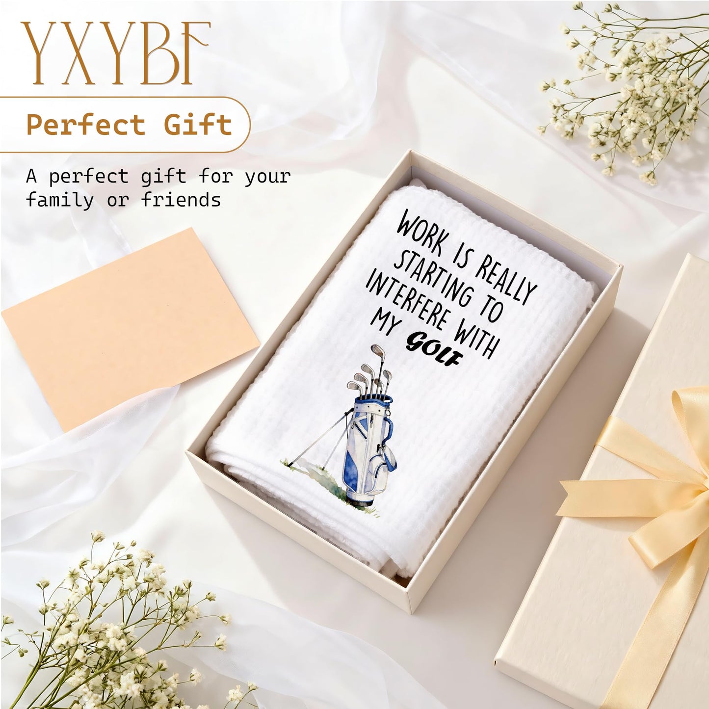 YXYBF Funny Golfing Gifts Hand Dish Tea Towels for Kitchen Bathroom Decor 16x24 Inches, Golf Lover Gifts, Work is Really Starting to Interfere with My Golf Kitchen Towels Decorative