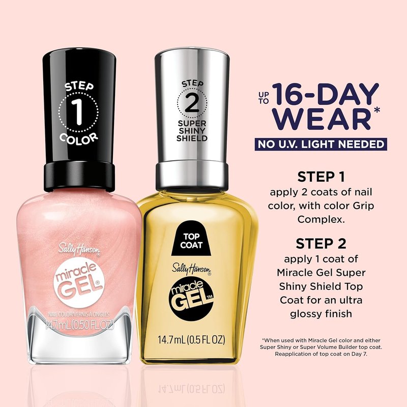 Sally Hansen Miracle Gel Supercharged Pinks Nail Polish | Salon Quality Gel-Like Formula, Two-Step System, No UV Light Needed, Long Lasting | 315 Tough Love | Fuchsia Pink Crème Nail Color