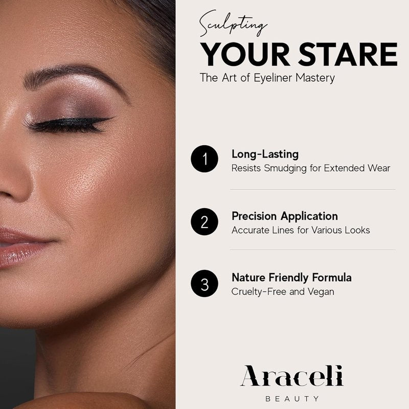 Liquid Eyeliner Pen - Water Resistant, Smudge-Proof, Quick-Dry Formula for Cat Eye & Winged Looks | Intense Black Pigment