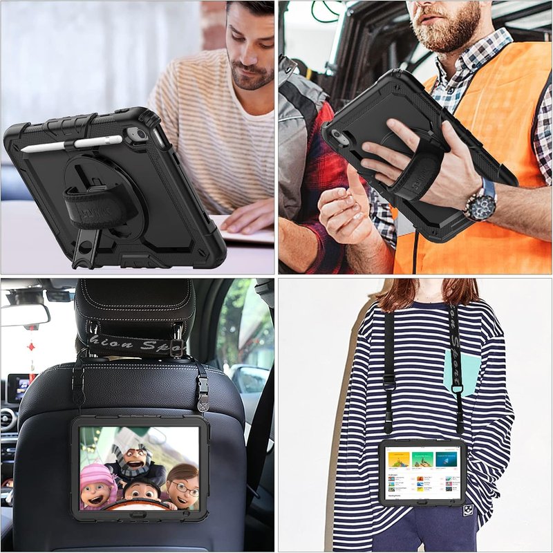 iPad 11th/10th Generation Case - Full-Body Drop Protection with Screen Protector & 360° Rotate Hand Strap | Black