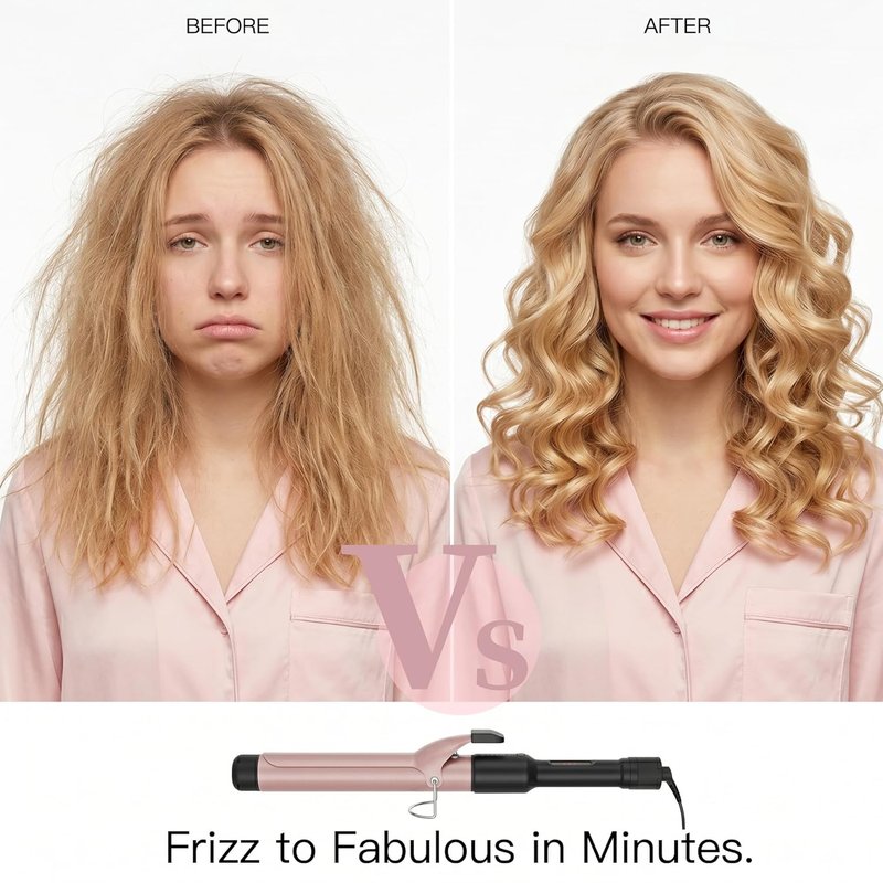 MEGAWISE Unlock Your Hair's Potential with MegaWise Pro Curling Iron: 1 1/4 inch Ceramic Barrel, 60s Fast Heating, Anti-Scald Grip, and Complete Styling Kit for Effortless Glamour!