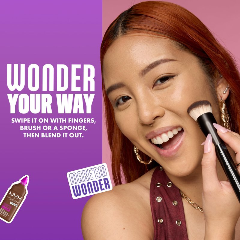 NYX PROFESSIONAL MAKEUP Make 'Em Wonder Liquid Foundation, 24HR Foundation Makeup With A Soft Matte Finish, Buildable Full Coverage - 08 Vanilla