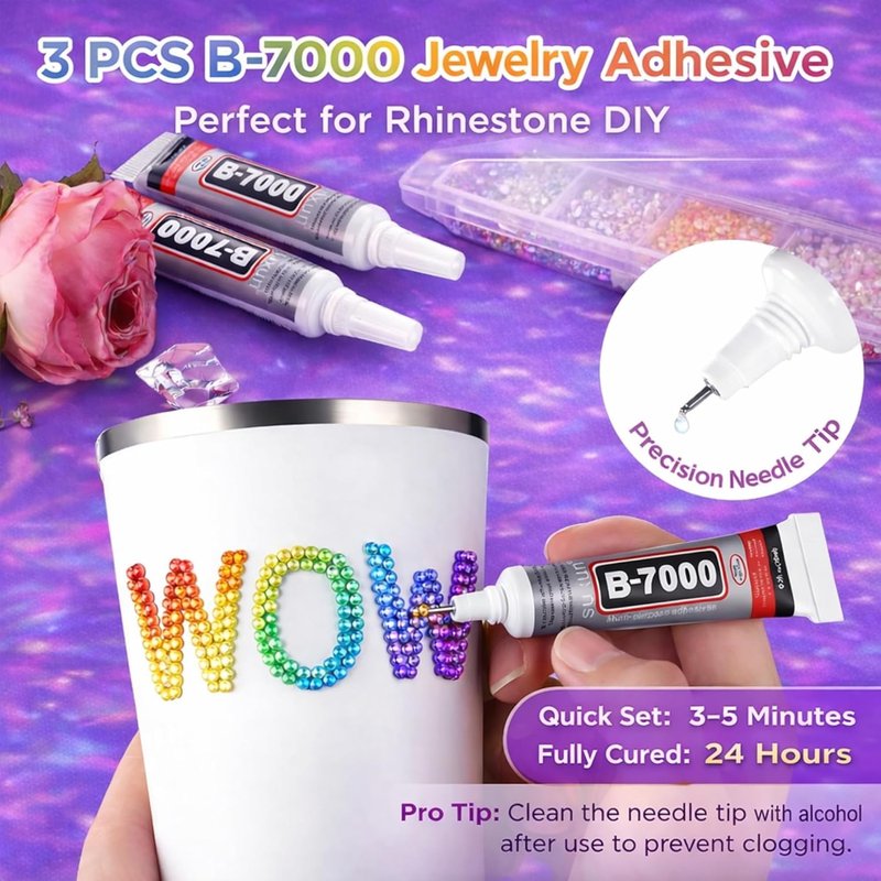 Skiennix 3mm Flatback Resin Jelly Rhinestones - 32,000 Pieces with B7000 Glue for Crafting & Nail Art