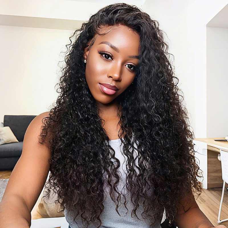 Pinketer Deep Wave Half Wig Human Hair 26inch Wear and Go Glueless Curly Wig 200% Density 3 In 1 Seamless Flip Over Drawstring No Headband Wig for Black Women Beginner Friendly Natural Color