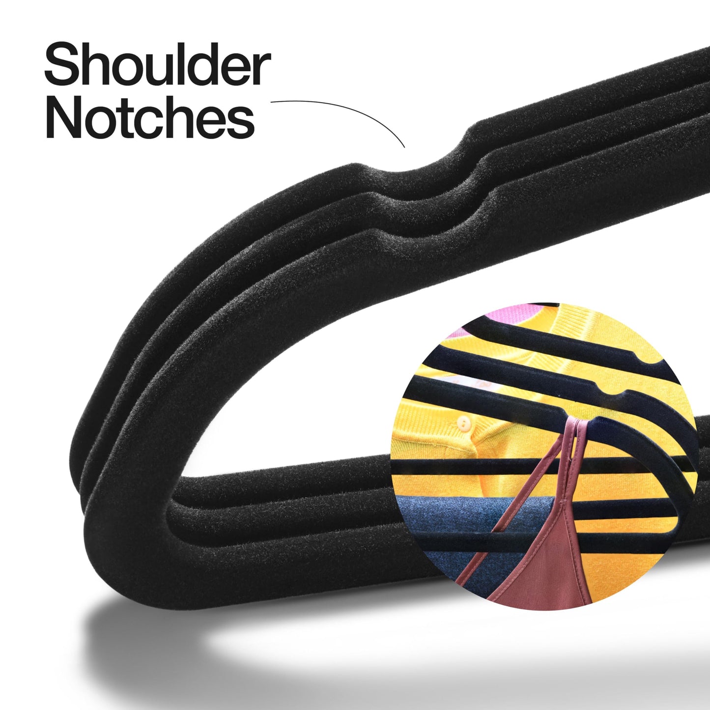 Home-it Premium Velvet Hangers 50 Pack - Heavy Duty Ultra Thin Black Suit Clothes Hangers Non Slip for Closet, Shirt Pants, Hook Swivel 360