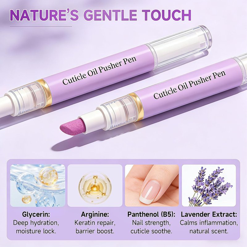 Cuticle Oil Pusher Pen - 2-in-1 Ceramic Moisturizing Tool for Dry Nails | Travel Size, No Leak