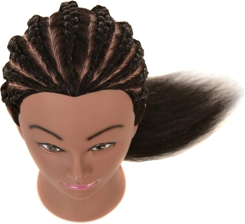 FUTAI African American Mannequin Head 100% Real Human Hair Manikin Doll Style Head for Practice Braiding Styling Cosmetology Training with Stand
