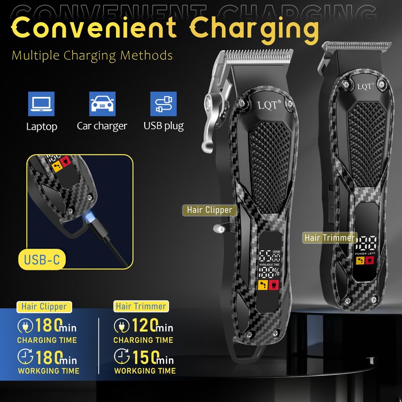 Professional Hair Clippers for Men Rechargeable Cordless Beard Trimmer & Electric Shaver, Hair Cutting Kit with LCD Display Gift for Dad, Husband, Men