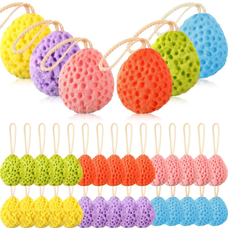 FoldTier 36 Pcs Bath Sponge Deep Cleansing Body Loofah Gentle and Deep Exfoliating Body Scrubber Bath Accessories Men Women Baby Sponge for Bathing Shower (Multicolor)