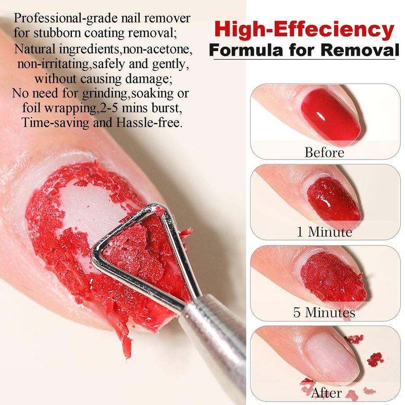 LOUINSTIC 3-in-1 Gel Nail Remover Kit – Gel Nail Polish Remover, Liquid Latex Peel-Off Tape, Cuticle Oil for Nails & Manicure Tools – Acetone-Free, Low Odor, Removes Gel in 2–5 Min, No Foil