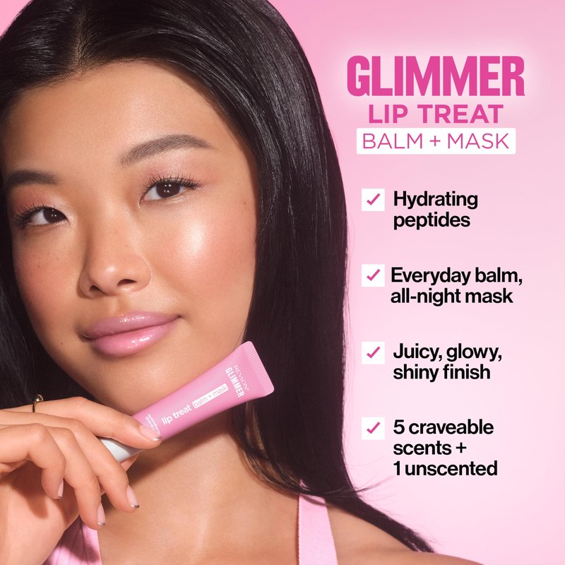 Revlon Glimmer Lip Treat Balm + Mask, Overnight Peptide Lip Treatment, Hydrating, 004 Lavender Vanilla, 0.4 fl oz