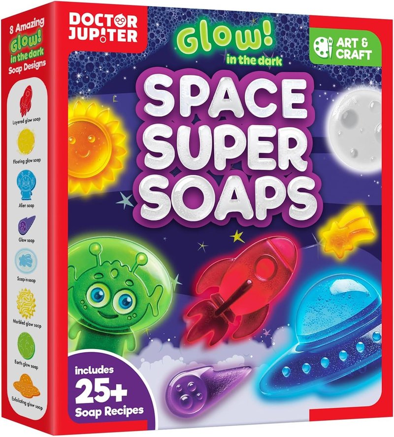 Doctor Jupiter Glow in The Dark Space Soap Making Kit for Kids Ages 4+ | Birthday Gift Ideas for Boys & Girls 4 5 6 7 8 12 Year Old, Space Craft Toys