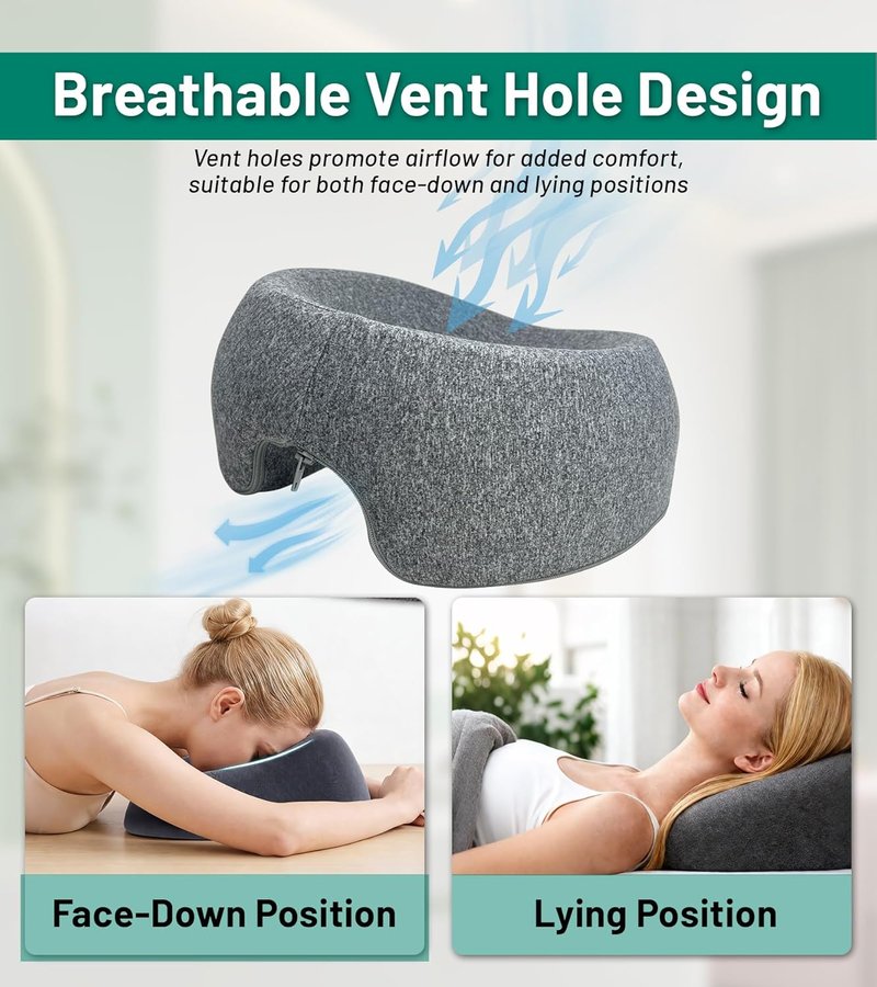 Face Down Pillow - Breathable Memory Foam Cradle for Massage & Prone Sleeping | Comfortable Stomach Sleeping Cushion