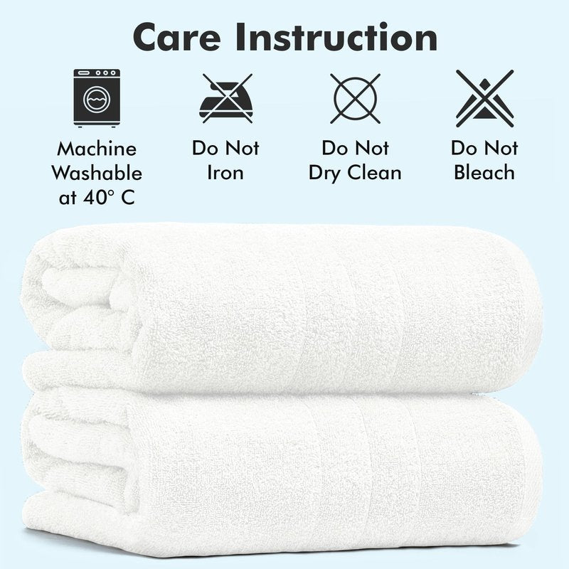 Novo Home Bath Sheets – Extra Large Bathroom Sheet Set – Pack of 2 Jumbo Towels White (71x35in) – 100% Cotton Soft Quick Dry Large Bath Towels for Adults Hotel Spa Bathroom Use