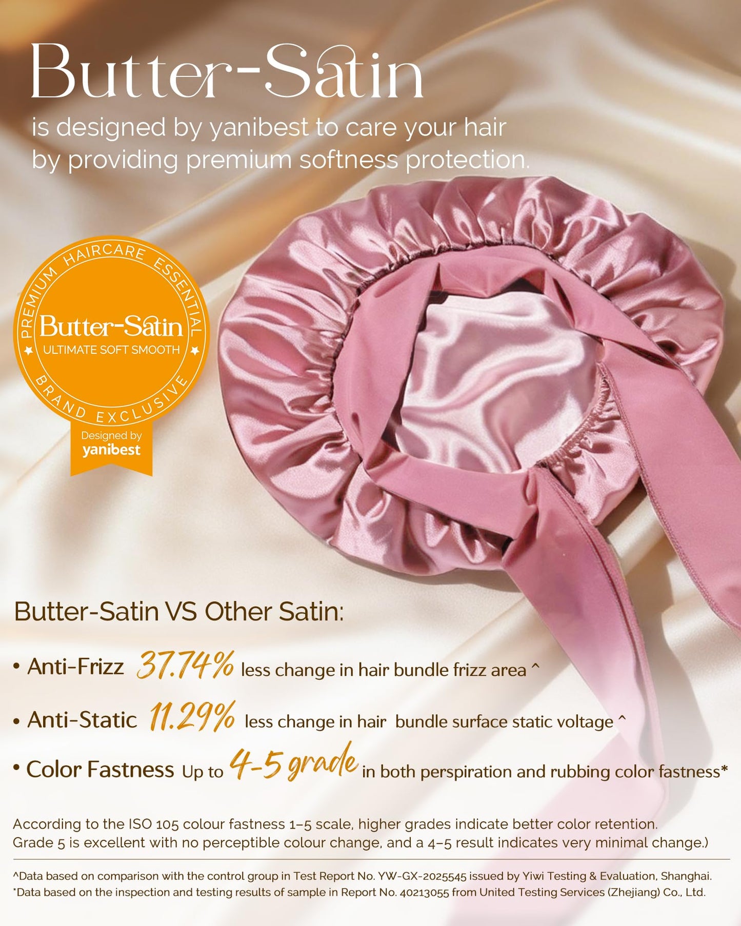 YANIBEST Adjustable Double Layer Satin Bonnet, Silk Hair Bonnet for Sleeping with Elastic Tie Curly Natural Hair Reduce frizz, Beanpaste Pink