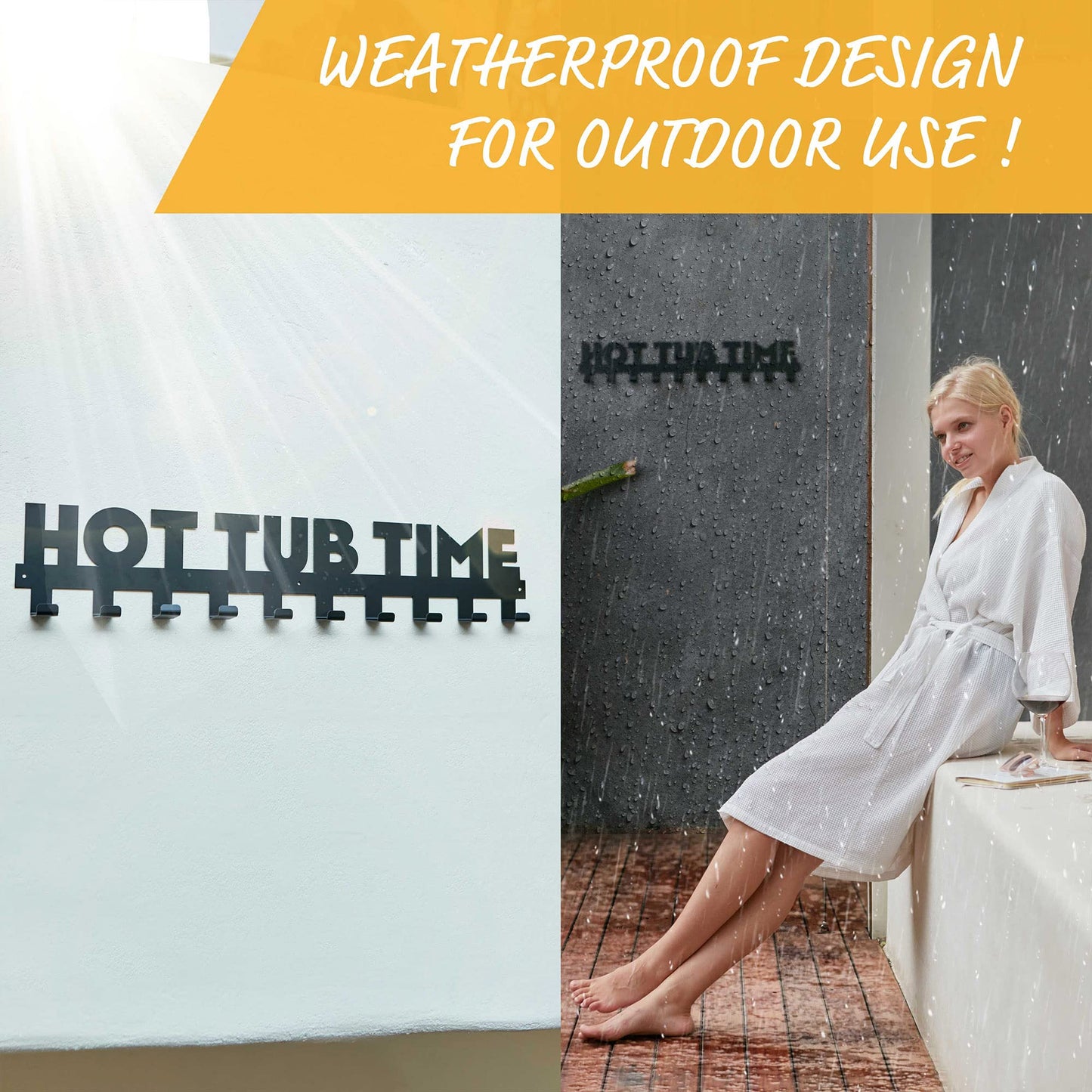 Star Splash Extra Large Hot Tub Towel Rack Outdoor – Rust Proof Outdoor Towel Hooks - Hardware Included - Hang Towels and Robes in Style – Upgrade Your Hot Tub Decor and Mudroom - Almost 3 Feet Long