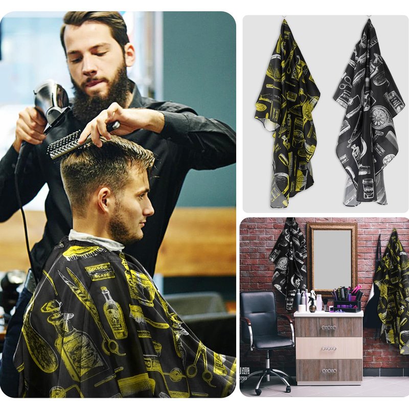 2 Pcs Barber Capes for Men with Adjustable Neckline Size, Profesional Barber Cape, Waterproof and Cleanable Haircut Cape, Hair Cutting Capes for Hairdressing Dyeing Salon Men Women Kids Adult