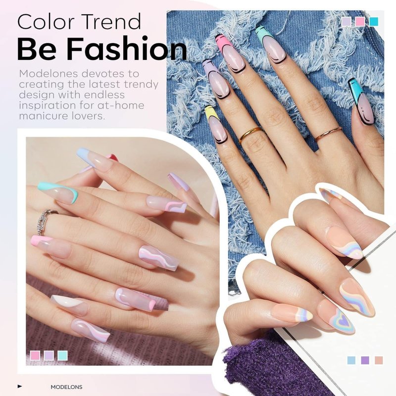 modelones Gel Nail Polish Set, 6 Colors 2026 Spring Summer Pastel Gel Polish Set with Nail Art Liner Brush Soft Pink White Light Purple Blue Green Nude Painting Nail Polish Kit Mothersday DIY Gift