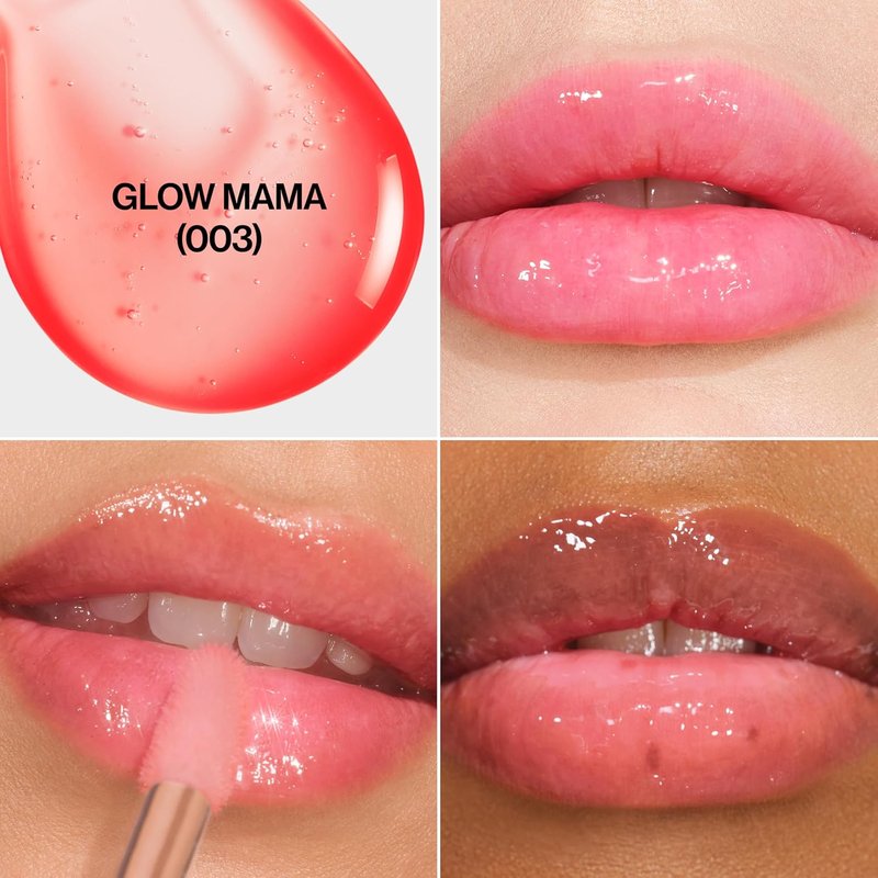 REVLON Super Lustrous Glimmer Lip Oil - Moisturizing Tinted Formula with Plant-Based Squalane | 003 Glow Mama, 0.13 fl oz