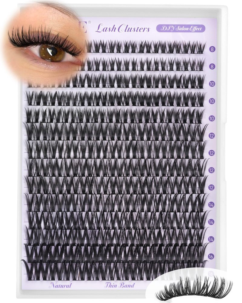 ALICE Flaunt Lash Clusters Wispy Eyelash Clusters 8-16mm Thin Band Cluster Eyelash Extensions DIY Salon Individual Lashes 168pcs Natural Volume Lash Extensions