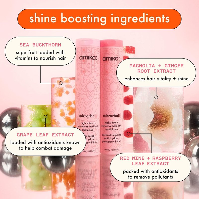 Amika Mirrorball High Shine Shampoo - Antioxidant Formula for Vibrant Hair