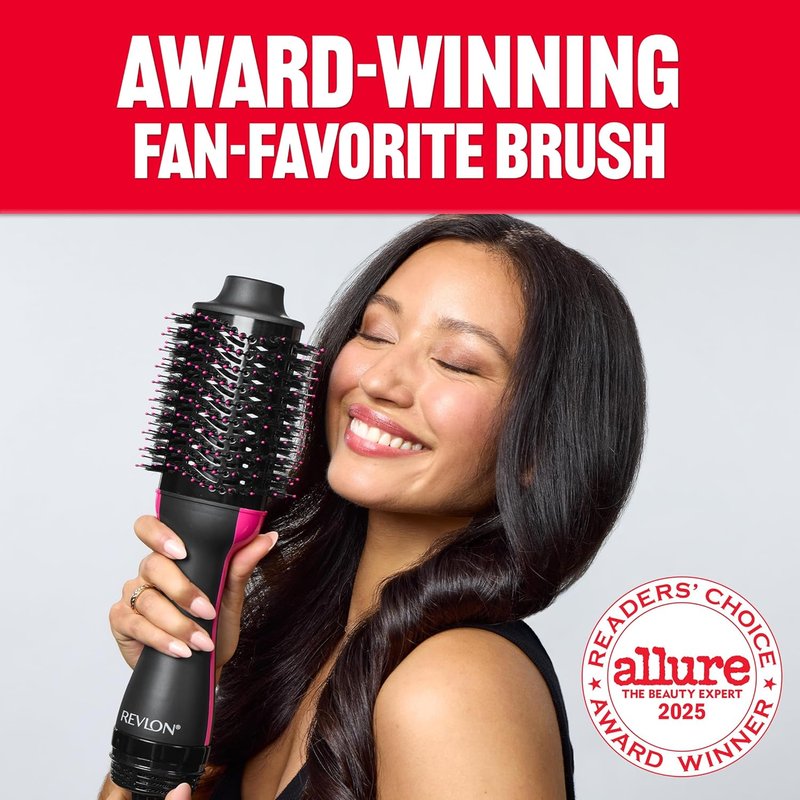 REVLON One-Step Volumizer Hair Dryer & Styler - Effortless Salon-Style Blowouts | Less Frizz, More Shine, Black (Pack of 2)
